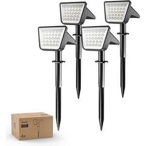Philips 4 Packs Solar Spot Lights Outdoor Waterproof, 28 LED 7500K Solar Powered Landscape Pathway Lights, Dusk to Dawn Solar Spotlights for Garden, Yard, Lawn, Walkway, Driveway (Cool White)