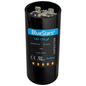 BlueStars Upgraded Version 145-175 uf MFD 50/60 Hz 220-250 VAC Volts Round Start Capacitor - Universal Fit for Air Conditioner and Other Electric Motor Applications - Pack of 1