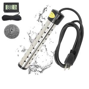 Immersion Water Heater with 304 Stainless Steel Cover Intelligent Temperature Control and Digital LCD Thermometer Electric Portable Bucket Heater Heat 5 Gallons of Water in Minutes 1500W