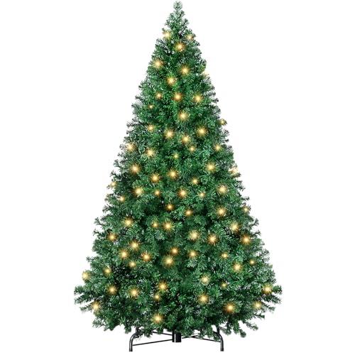 Amazon.com: Sweetcrispy 6ft Pre-lit Artificial Christmas Tree, Prelighted Green Artificial Hinged Spruce Xmas Tree with 700 Branch Tips, 250 Incandescent Lights & Foldable Base for Home, Office, Party : Home & Kitchen