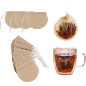 400pcs Tea Bags for Loose Leaf Tea Empty Tea Bags Loose Leaf, Disposable Round Natural Tea Filter Bags, Paper Drawstring Tea Bags Unbleached Tea Coffee Bags, Bath Spice Herbs Brewing Soup Bags (2.95'')