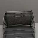 EasyPAG Desk File Organizer, 6-Section Vertical File Folder Holder Stand, Fan-Shaped Metal Rack File Sorter for Office Classroom Desktop Organization, Black