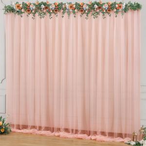 10x10ft Peach Tulle Backdrop Curtain for Parites, Sheer Backdrop Curtains for Wedding Baby Shower Birthday Party Photo Shoot Decorations (10ft x 10ft(2 Panels 5*10ft))