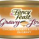 Purina Fancy Feast Gravy Lovers Chicken Hearts and Liver Feast Grilled Gourmet Cat Food in Wet Cat Food Gravy - (Pack of 24) 3 oz. Cans, Best By 11/2027