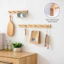 Hickory Wood Coat Rack Wall Mount, 20 Inch Coat Hook Hanger Wooden Wall Coat Rack with 5 Hooks for Purse Clothes Towels Hats in Entryway Bedroom Bathroom, Natural