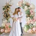 Sage Green Pink Gold Balloon Arch Kit 132Pcs Sage Green Pink Peach Ivory White Gold Clear Balloons for Boho Wildflower Baby Shower Bridal Shower Birthday Party Tea Party Decorations