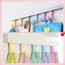 AceOrbit 6 Pack Pastel Wood Wall Hooks Heavy Duty Adhesive Decorative Hooks Colorful Wall Mounted Hangers for Hanging Coats Backpacks Clothes Home Classroom Bedroom Nursery
