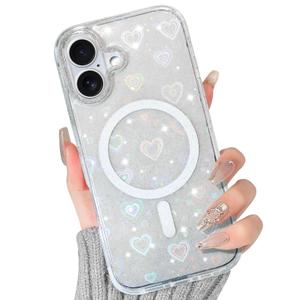 BITOBE Case for iPhone 17 [Compatible with Magsafe] Glitter Bling Maple Leaf Design for Women Girls Soft TPU Bumper Cute Magnetic Sparkly Protective Cover