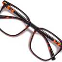 Oversized Square Blue Light Blocking Glasses for Women Men, Anti-Fatigue Computer Monitor Glasses Reduce Eye Strain (Brown Tortoise)