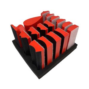 Hand Sanding Block Set of 16,Interchangeable Assorted Contoured Profile Sanding Pad Kit,Hook and Loop Abrasive Sanding Chassis for Sand Wood Furniture, Auto Paint and Crafts,Red