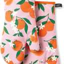 Kate Spade New York Squeeze The Day Oven Mitt 2-Pack Set, Heat Resistant, 100% Cotton, Orange/Pink, 7"x13"