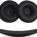 Earpads Cushions and Headband Pad Replacement for JBL T450 BT, T500 BT, Tune 600, 510BT, JR300 Headset, Comfortable Softer Leather Memory Foam Noise Isolation Ear Cups Cover, Black
