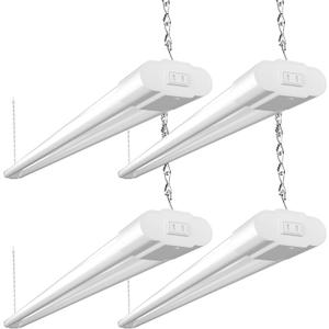 BBOUNDER 4 Pack Linkable LED Utility Shop Light, 4 FT, 4000 LM, 48 Inch Integrated Fixture for Garage, 40W Equivalent 250W, 5000K Daylight, Surface + Suspension Mount, White