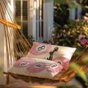 Trendy Preppy Pink Lucky 8 Ball Pillow Covers 18x18, Preppy Room Decor, Trendy Leopard Print 8 Ball Boots Decorative Throw Pillow Covers for Girls Bedroom Dorm Apartment, Set of 2