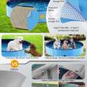 Jasonwell Foldable Dog Pet Bath Pool Collapsible Dog Pet Pool Bathing Tub Kiddie Pool Doggie Wading Pool for Puppy Small Medium Large Dogs Cats and Kids 63" Blue (Mdf Wood Blue)