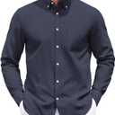 COOFANDY Mens Long Sleeve Button Down Shirt Casual Untucked Shirts for Men Oxford Dress Shirts (Blue, XXL)