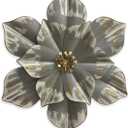 Metal Flower Wall Sculpture, 12.5" Rustic Modern Floral Artwork, Distressed 3D Layered Iron Flower Wall Hanging Accent for Indoor Kitchen Bedroom Living Room Office OutdoorGarden Patio Decor (Black) (01B-Grey)