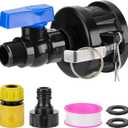 IBC Tote Hose Adapter Kit, 2" Cam Lock fittings for 275-330 Gallon Tank, IBC Tote to Garden Water Hose Adapter with Garden Hose Quick Connector, Plastic Shut Off Ball Valve(3/4" Female Male GHT)