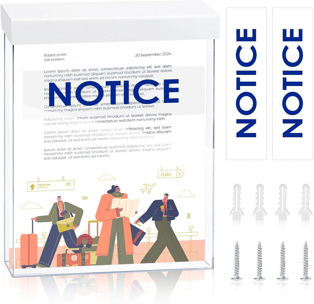 9.1" x 11.6" Outdoor Notice Brochure Holder Waterproof Wall Mount Literature Permit Box with Lid Screws Clear Acrylic Document Holder Fits Letter Size A4 Flyers Booklets Pamphlets 