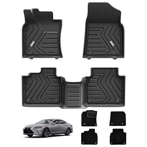 3W Floor Mats (with Carpets) Fit Lexus ES (2019-2024 ES350/ES300h & 2025 ES300h/ES Hybrid), TPE All Weather Custom Fit Floor Liner for Lexus ES 1st and 2nd Row Full Set Car Mats, Black