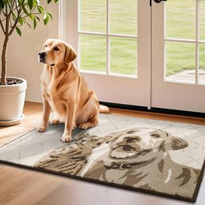 COSY HOMEER Dog Door Mat 32"x48" Dirt Trapper Entryway Rugs Absorbent Funny Welcome Mat Washable Non Slip Entry Rugs,Taupe