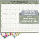 Gannyfer Desk Calendar 2026, Large 2026 Desk Calendar 22" x 17", Now - Dec 2026, 18 Monthly Academic Desktop Calendar with To-Do List and Notes, Plastic Cover, Thick Paper, 2026 Calendar for Planning and Organizing(6 Stickers) (Green)
