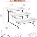 3-Tier Melamine Serving Tray Set, 11.5" x 5.6" Platters for Serving Food, White Reusable Trays with Black Metal Display Stand for Cupcakes, Sevring Food, Dessert, Fruit, Cookie, Black