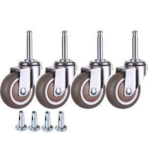 2 Inch Rubber Caster Wheel Set of 4 with 5/16" x 1-1/2" (8 x 38mm) Stem and 20mm Dia Sockets, for Furniture Crib Trolley Dining Car Casters