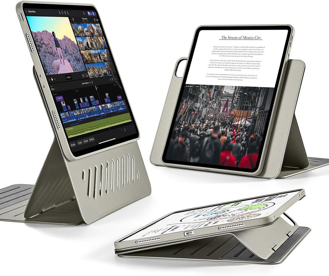 ESR for iPad Pro 12.9 Case (6th/5th Generation, 2022/2021), Removable Magnetic Cover, Adjustable Portrait/Landscape Stand with Raised Display View, 9 Standing Angles, Shift Series, Titanium