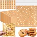 Fuyoooo 50 Pcs Self Adhesive Cookie Bags Cellophane Polka Dot Treat Bags Small Plastic with Thank You Stickers for Party Gift Giving Bakery Biscuit Candy Pastry (7.1 x 7.5 Inch)