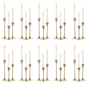 Nuptio Candlestick Holders Taper Candle Holder 10 Sets(30 Pcs) Gold Candle Sticks Holder Metal Candle Holders for Tapered Candles Table Centerpiece for Wedding Candlelight Dinner Birthday Decor