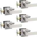 Heavy Duty Passage Door Handle, Door Lever with Rectangular Design, Non-Locking for Hallway Closet, Easy Installation, Satin Nickel, 5 Pack