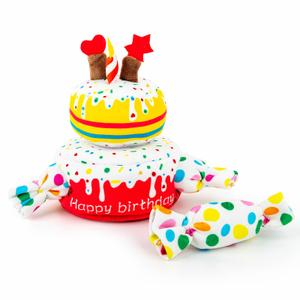Hollypet Hide and Seek Squeaky Dog Toy, Designed Interactive Puzzle Plush Stuffed Puppy Toys，Cake