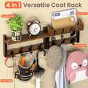 29'' Rustic Coat Rack Wall Mount with Shelf, Solid Wood Coat and Key Hanger with 11 Metal Hooks, Farmhouse Wall Organizer for Mail, Entryway Wall Hangers for Hats, Clothes, Backpacks, Mudroom