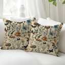 Floral Mushroom Pillow Covers, Vintage Flower Floral Mushroom Decorative Throw Pillow Covers Cushion Cases for Bedroom Couch Sofa Bed Living Room Car 18x18 Inches Set of 2