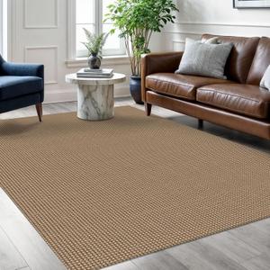 Braided Area Rug 5x7 Ft Washable Rugs for Living Room Non Slip Bedroom Rugs Dining Room Rug Cotton Living Room Woven Floor Carpet for Nursery Playroom, Orange/Tan/Brown