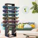 Vercraft Wooden Skateboard Rack Floor Skateboard Stand Holder 8-Layer Skateboard Holder Skateboard Display Organizer for Storage Decks Longboards Garage Standard Skateboards Mini Cruiser Skateboards
