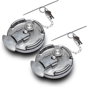 Locking Diesel Fuel Cap 2pcs Replacement for Peterbilt 379 389 579 4" Lever Style Semi Trucks Gas Tank Accessories Replace 1104859100 572.1015 600212 (Silver)
