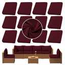 SUKAIKEQA Outdoor Cushion Covers Set,12PCS Patio Furniture Couch Seat Slipcovers, Replacement for Sofa Sectional Chair, Wine Red(Cover Only)