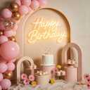 Happy Birthday Neon Sign for Wall Decor, LED Happy Birthday Light Up Sign with 10 Pcs Ballons, Dimmable Happy Birthday Lights Signs for All Birthday Party Decorations Backdrop, Warm White