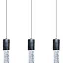 3 Lights Independent Kitchen Island Dining Room Lights Black Pendant Light Fixtures Linear Chandeliers 3 Pendant Lights for Kitchen Island Modern Pendant Light Fixtures, Day Light Bulbs Included