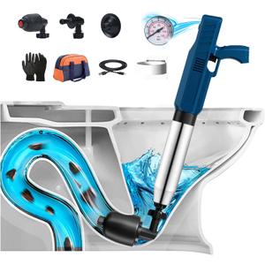 Electric Power Air Toilet Plungers-Pump Gun, Heavy High Pressure Blasters for Kitchen and Bathroom Drain, are The Best unclogger Tools as Clog removers for Pipes and Toilets(Blue