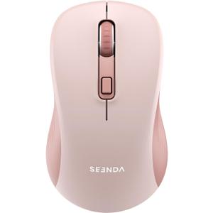 seenda Bluetooth Wireless Mouse, Bluetooth & 2.4G USB Dual Mode, Quiet Clicks, Smooth Tracking, 3-Level Adjustable 1600 DPI,Compact and Portable Mouse for Laptops, Tablets and More-Pink