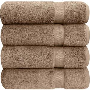Pleasant Home Luxury Bath Towels Set 27'x54' | 100% Cotton, 600 GSM | Soft & Absorbent Large Hotel Quality Bath Towel Set | Mocha 4 Pack