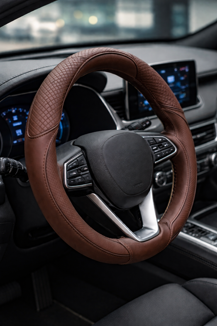 Car Steering Wheel Cover, Brown, 15''