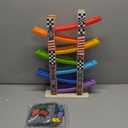 Wood City Toddler Toys for 1 2 3 Years Old, Wooden Car Ramp Racer Toy Vehicle Set with 7 Mini Cars & Race Tracks, Montessori Toys Craft Gift for Toddlers Boys and Girls