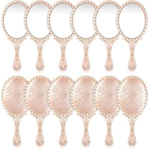 12 Pcs Vintage Handheld Mirrors, Vintage Handheld Mirror for Makeup Princess Mirrors Small Travel Handle Mirrors Portable Small Compact-Mirror for Women Wedding Classroom Tabletop Party
