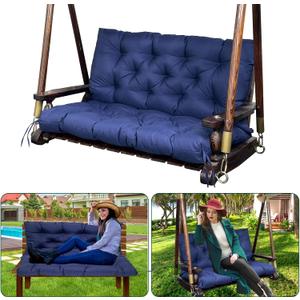 Swing Replacement Cushions for Outdoor: 2-3 Seater Bench Cushion with Ties | Thick Waterproof Patio Swing Cushion with Backrest for Garden Porch Backyard Furniture, 40x40in