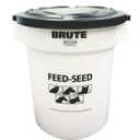 Rubbermaid Commercial Products BRUTE Container with Lid 20 Gal Feed/Seed White, for Bird/Animal/Pet Food