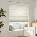 No Drill Cordless Roman Shades for Windows No Tools Roman Shades, Blinds for Indoor Windows, UV Protection (Light Filtering-Off White, 32" W x 48" H)